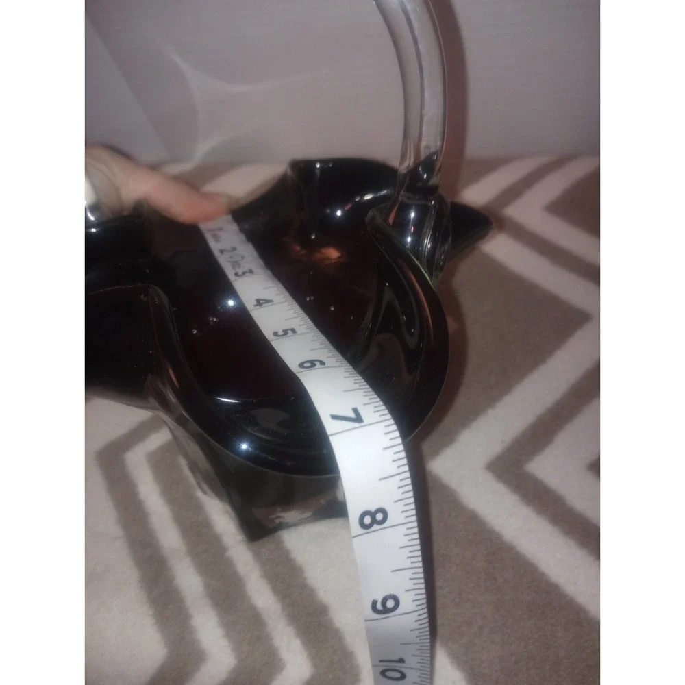 Dark Ruby Red Murano Style Hand Blown Glass‎ Ruffled Basket Vtg